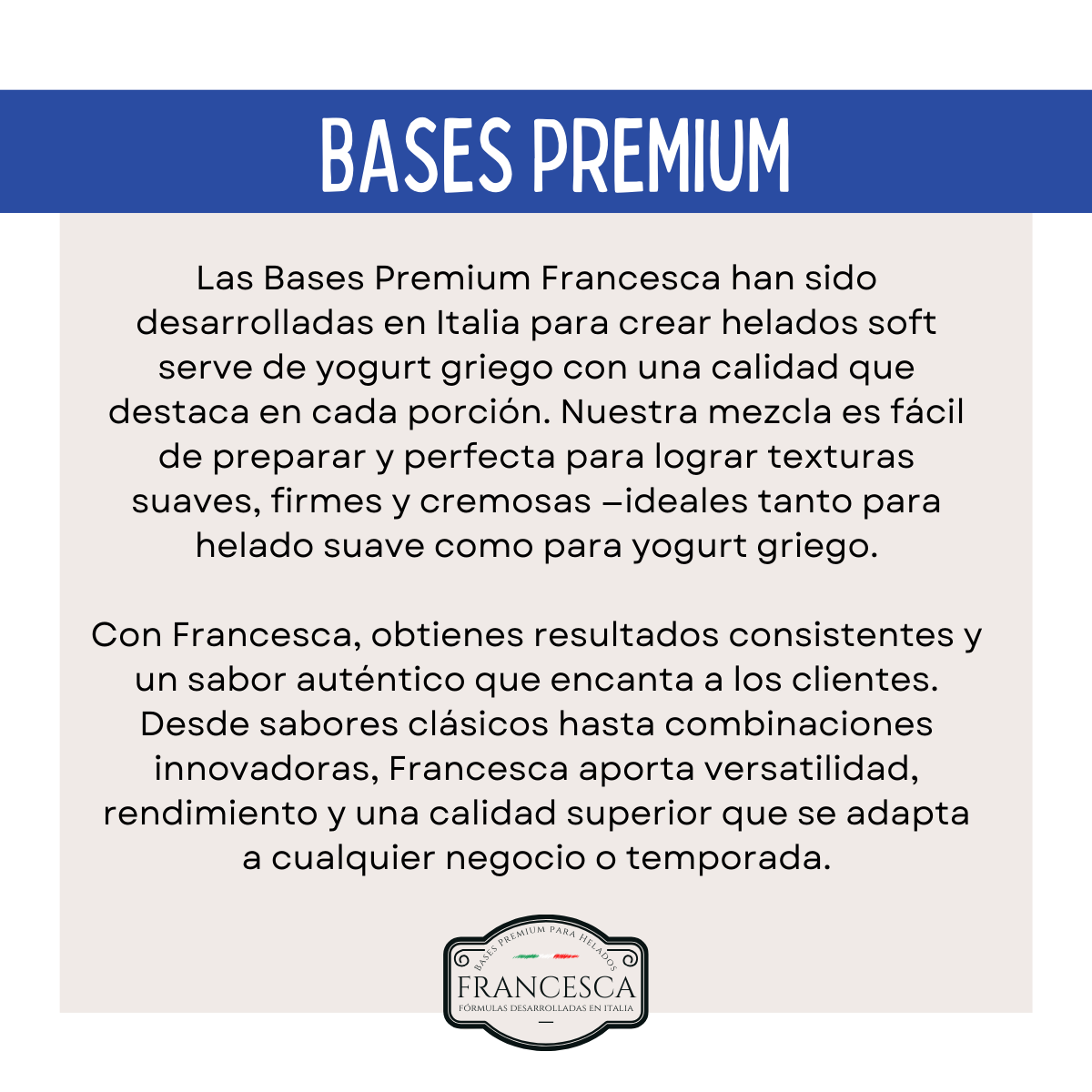 Base para Helado de Yogurt Griego Natural - Francesca