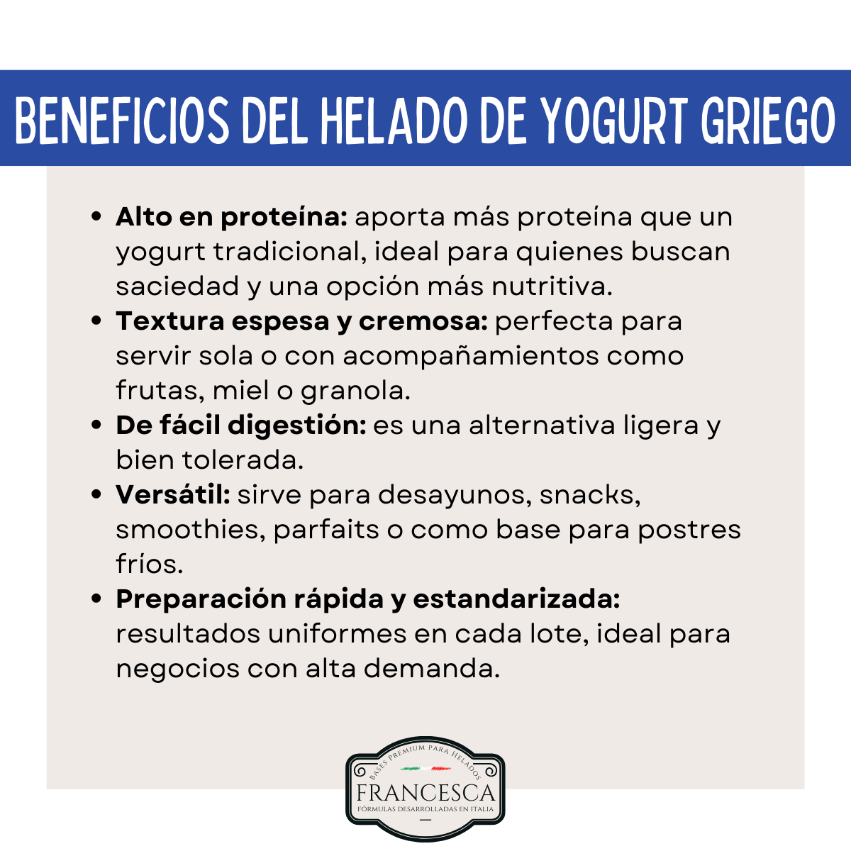 Base para Helado de Yogurt Griego Natural - Francesca