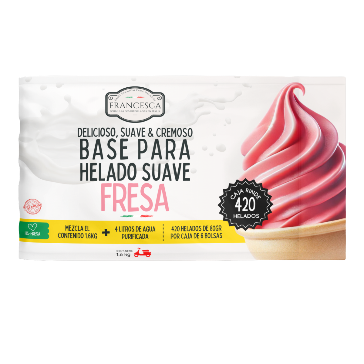 Base para Helado Suave de Fresa – Francesca
